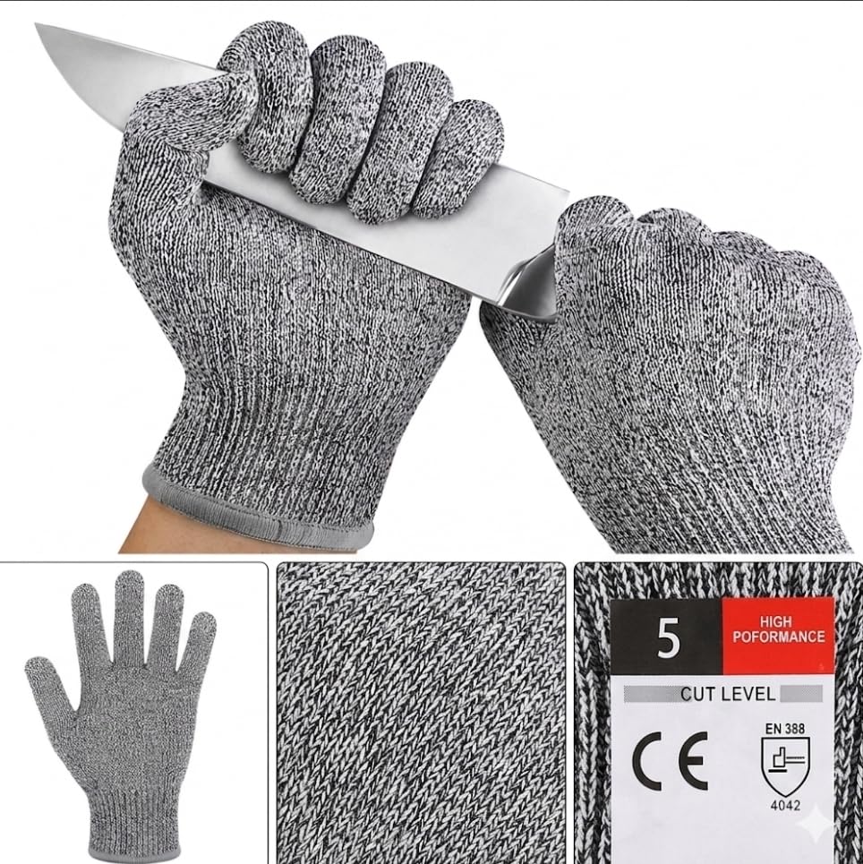 tombick Snijbestendige handschoenen van HPPE, niveau 5 bescherming, CE-gecertificeerd, voor keuken, werk en industrie